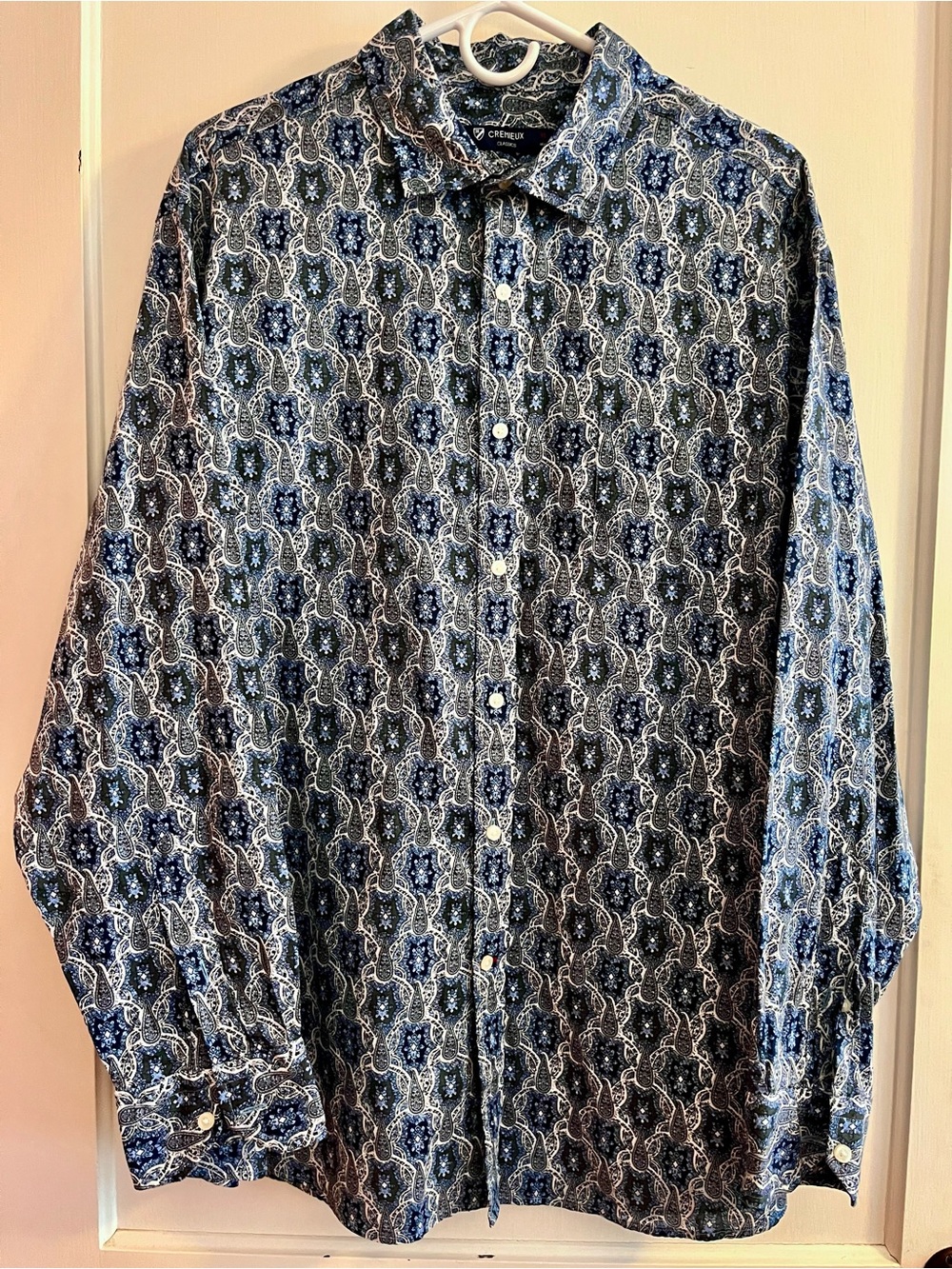 Cremieux Men's Navy Paisley Button-Down Shirt XL in EUC